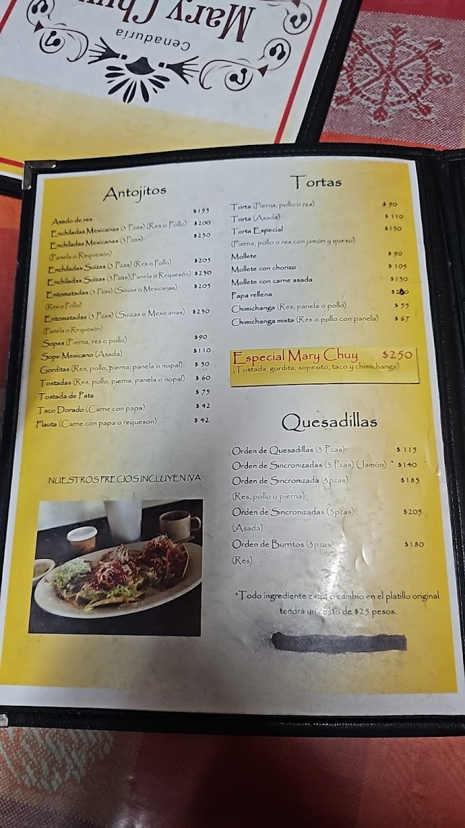 Cenaduria Mary Chuy LA JOYA Menu - Image 1